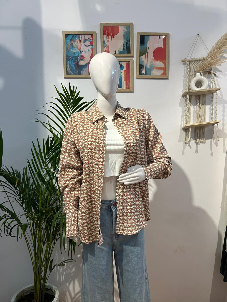 Branded Basic Abstract Print Shirt